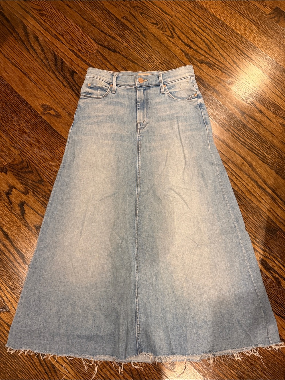 Mother- The Circle Midi Fray  Skirt